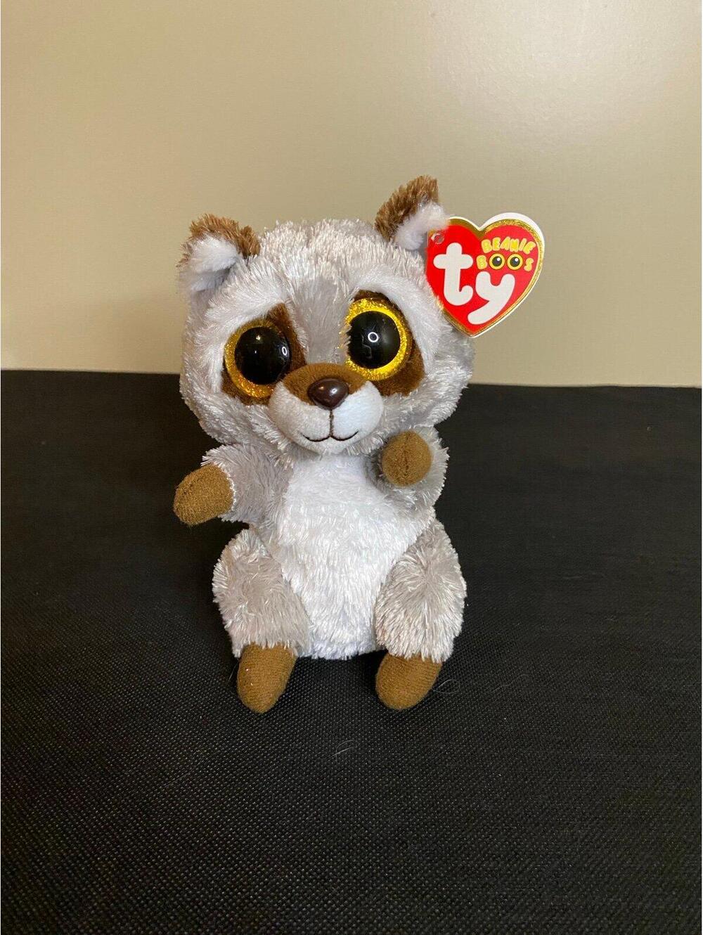 Ty‎ Beanie Boos Oakie the Raccoon Plush Toy Golden Glitter Eyes 6 Inch
